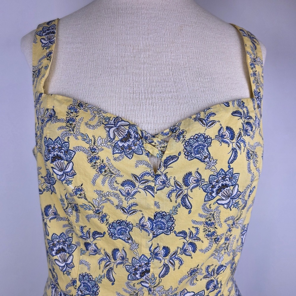 City Studio‎ Yellow Blue Floral Sweetheart Dress Juniors XL Ruffle Hem Sundress - Picture 3 of 9